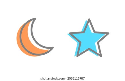 star and moon icon. Favorite or best sign. Web ranking symbol. vector