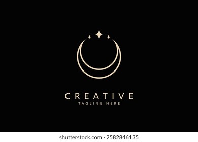 Star moon logo design vector.