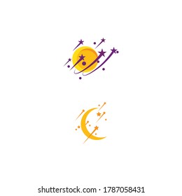 Plantilla vectorial de ilustración de logotipo de estrella y luna