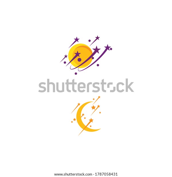 Star and moon\
logo illustration vector\
template
