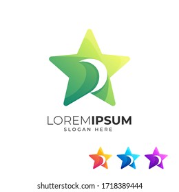 plantilla de logotipo estrella y luna, opción de 4 colores, paso de archivo vectorial 10, texto y color es fácil de editar o quitar
