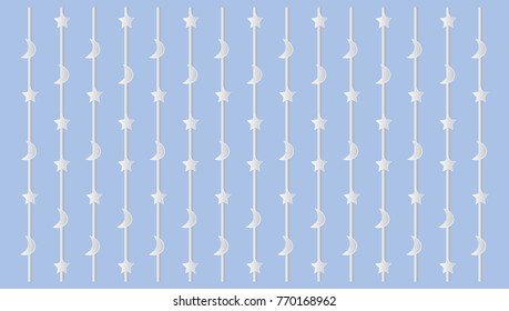 Star and moon mobile on blue background