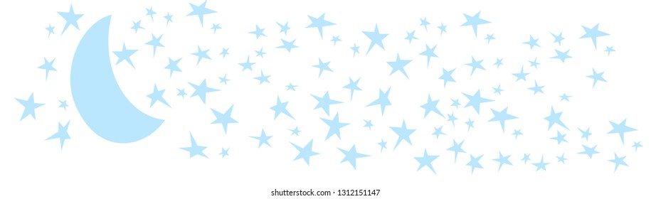 Star Moon night illustration for sign, poster,decal