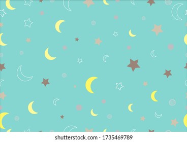 star and moon pattern background concept on green, creative design background, vector illustration