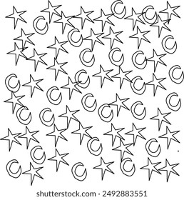 Star and moon pattern with background template 