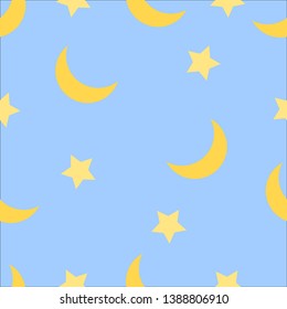 Star and moon pattern background vector design.