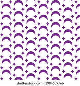 Star moon pattern design on white background. Seamless pattern design. Used for wallpaper, decoration, textile, web design, background and more.