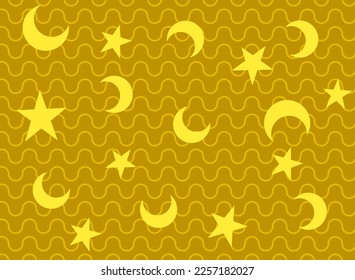 Patrón de estrella y luna, fondo de galaxia espacial