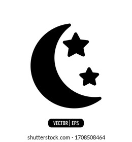 Star and Moon Ramadhan icon. Isolated on white background.