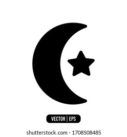 Star and Moon Ramadhan icon. Isolated on white background.