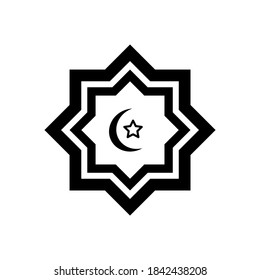 Star moon vector icon. Symbol of a place of worship for Muslims. Isolated in a circular triangle.