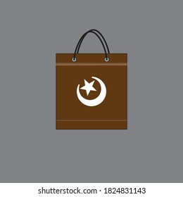 Star and moon vector illustration. Shopping bag design. Shop concept.