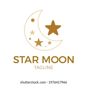 star moon vector logo template design