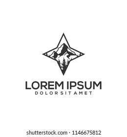 star mountain landscape adventure logo design
