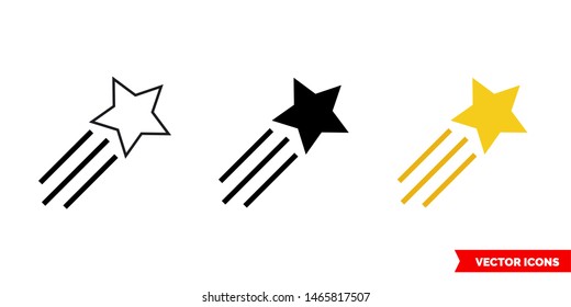 Star movement icon of 3 types: color, black and white, outline. Isolated vector sign symbol.