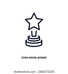 star movie award icon. Thin line star movie award icon from cinema and theater collection. Outline vector isolated on white background. Editable star movie award symbol can be used web and mobile