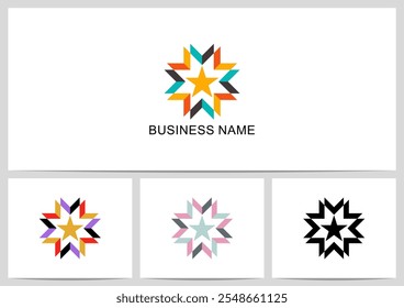 Star Mozaic Multiple Color Geometric Logo Design