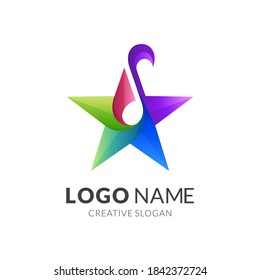 star music logo, star and music, combination logo with 3d colorful style