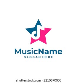 Star Music logo illustration template. Music note logo design concept vector