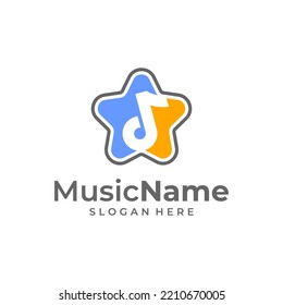 Star Music logo illustration template. Music note logo design concept vector