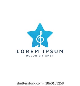 diseño de logotipo de espacio estrella y música negativa
