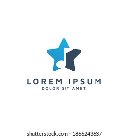 star and music negative space logo design