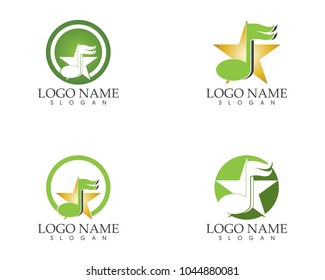 Star music note icon logo design