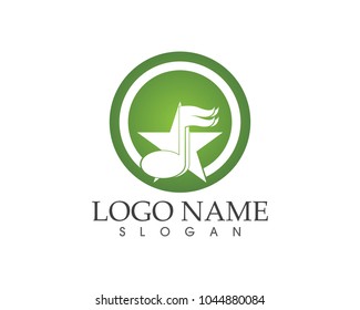 Star music note icon logo design