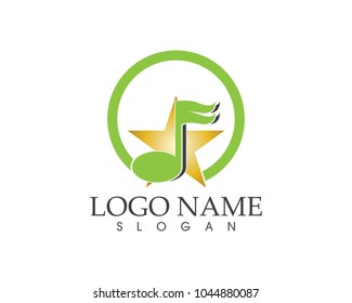 Star music note icon logo design