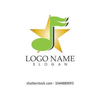 Star music note icon logo design