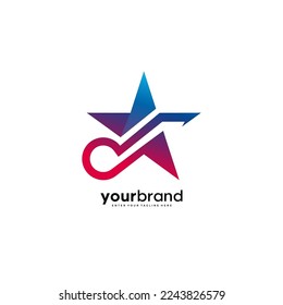 Star and musical instrument logo design template.