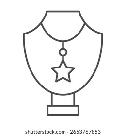 Ícone de linha fina Colar Estrela, vetor, pixel perfect, arquivo ilustrador 