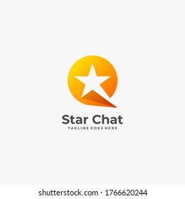 Star Negative Space Chat Icon Media Digital Illustration Vector logo.