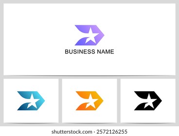 Star Negative Space Inside Forward Arrow Logo Design