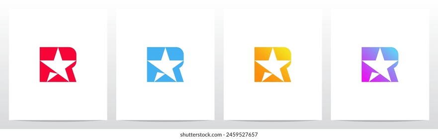 Star Negative Space Letter Initial Logo Design R