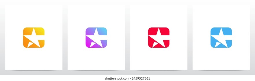 Star Negative Space Letter Initial Logo Design C