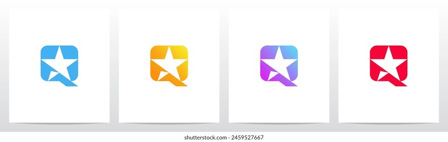 Letra de espacio negativo de la estrella Diseño de logotipo inicial Q