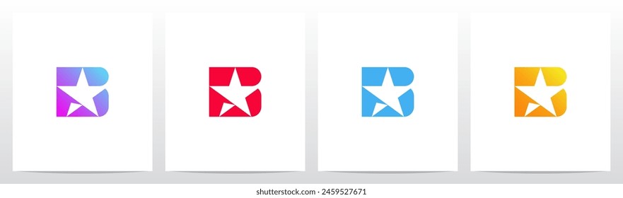 Estrella Negativa Letra Espacial Inicial Logo Diseño B