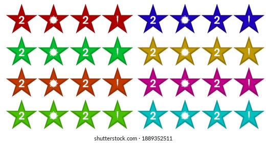 star new year 2021 with virus and needle icon. red, blue, yellow, aqua, purple, orange and green new year design good for your element design