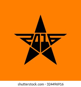 Star with new year date. Abstract vector design element.