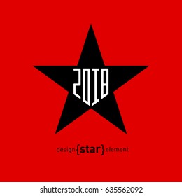 Star with new year date. Abstract vector design element