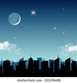 Star night in the city vector illustration