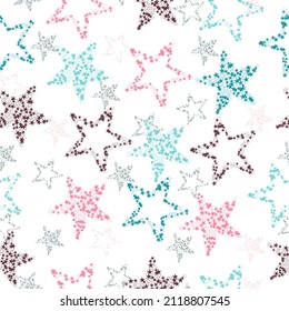 Star night seamless pattern template baby children kids Cute baby stars heart background.