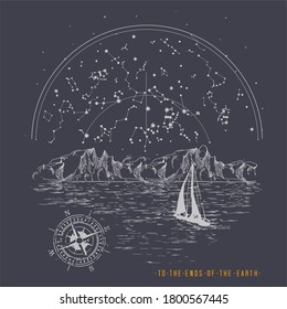 Star night sky design vector illustration print 