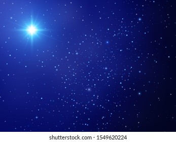 Сhristmas star. Night sky with shining stars. Vector background