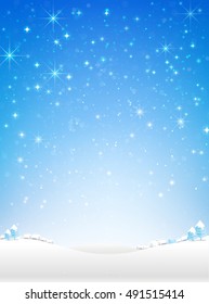 Star night and snow fall bakcground vector illustration eps10