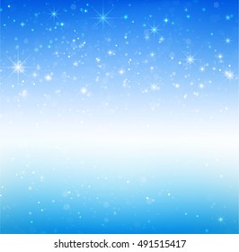 Star night and snow fall bakcground vector illustration  eps10