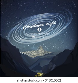 Star night vector illustration. Christmas night