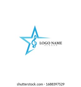  Plantilla de diseño de logotipos de iconos de música de Star Note