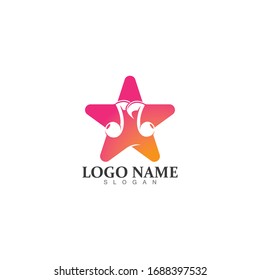  Star Note Music Icon Logo Design Template